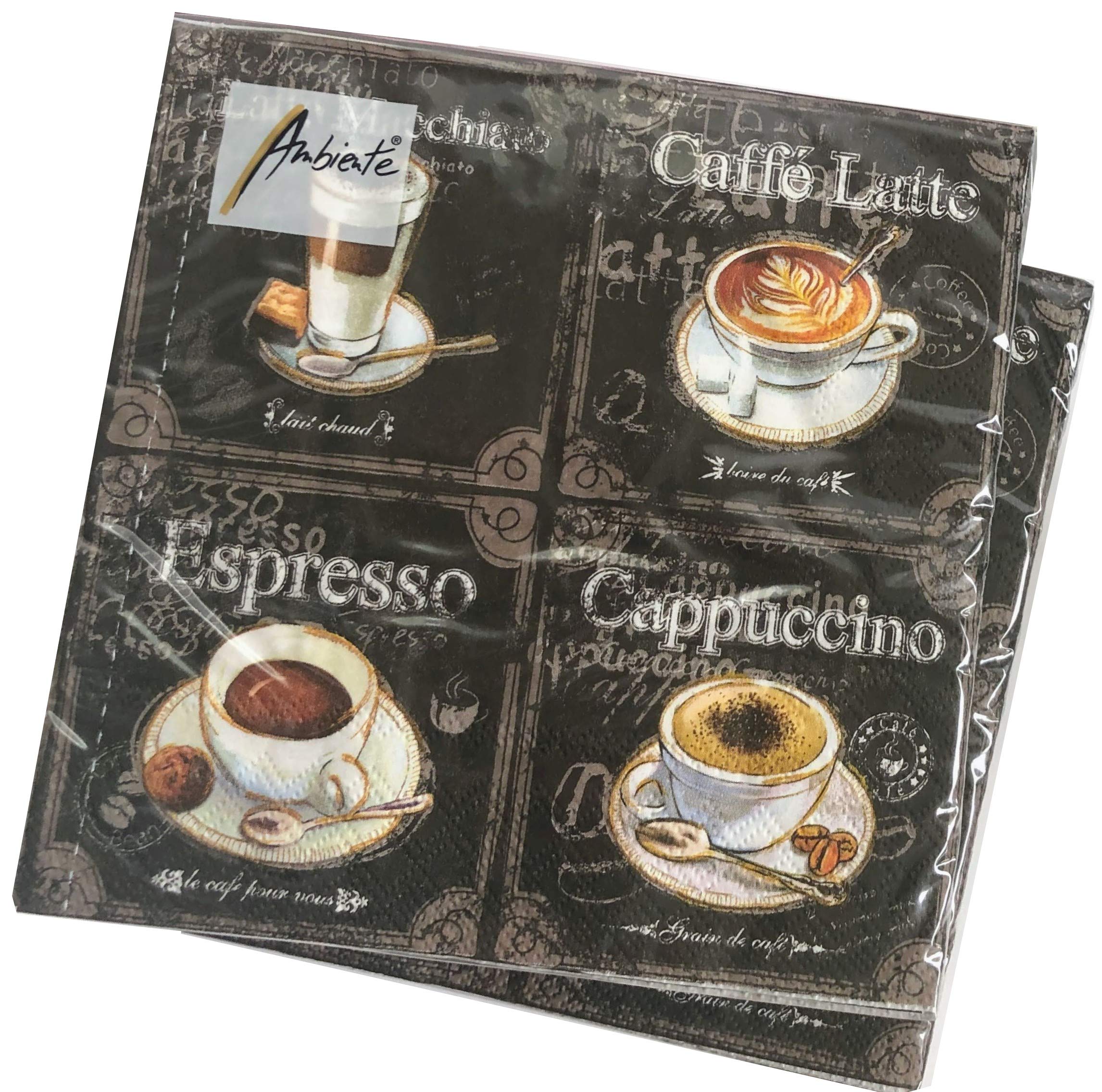 20-ct Coffee Napkins Black and White Napkins Decorative Paper Napkins for Decoupage Fall Paper Napkins Tea Party Napkins Valenti