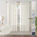 Natural Living Room Linen Textured Curtains 63 Inch Length 2 Panels Cream Farmhouse Boho Back Tab Light Filtering Semi Transpare