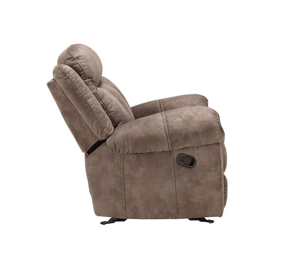 Acme Zubaida Velvet Horizontal Tufted Glider Recliner In 2-Tone Chocolate