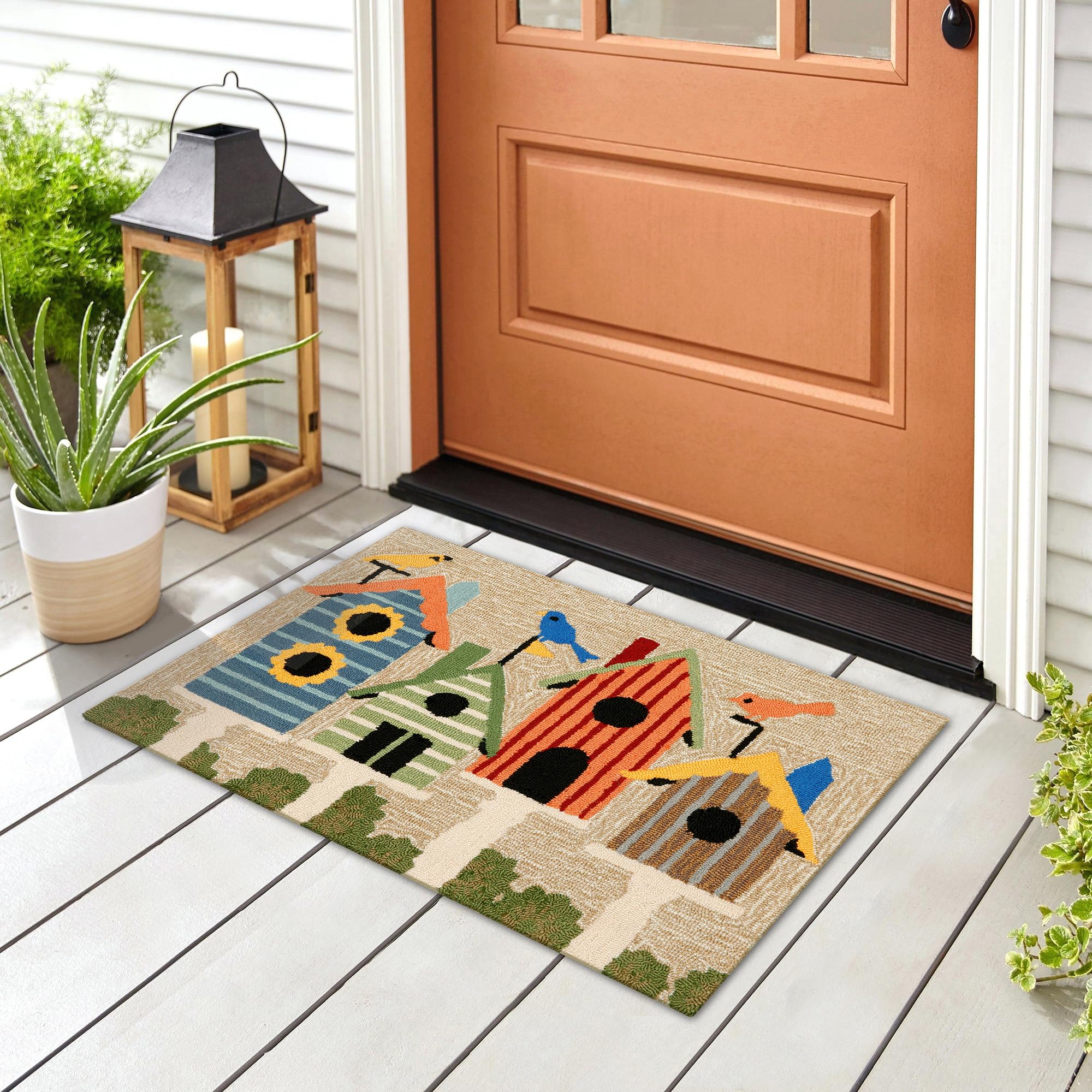 Liora Manne Frontporch Birdhouses Indoor/Outdoor Rug, 2 X 3 Ft
