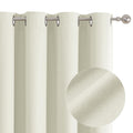 100% Blackout 90 Inch Curtains for Living Room Ivory White Linen Textured Thermal Curtain Drapes Sun Block Heat Reducing for Aes