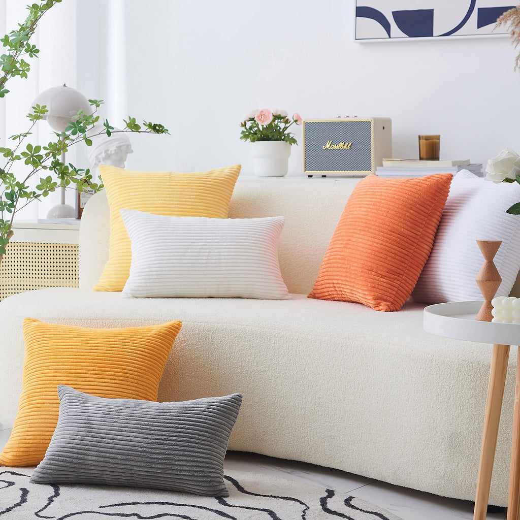 Home Brilliant Lumbar Pillow Cover Fall Super Soft 12X20 Inches Pillow Cover Corduroy Rectangle Throw Pillowcase For Bedding Cou