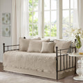 Madison Park Daybed Cover Set Damask Quilted Cover for Daybeds, All Season, Pre-Washed Cotton-Filled Coastal Bedding with Scallo