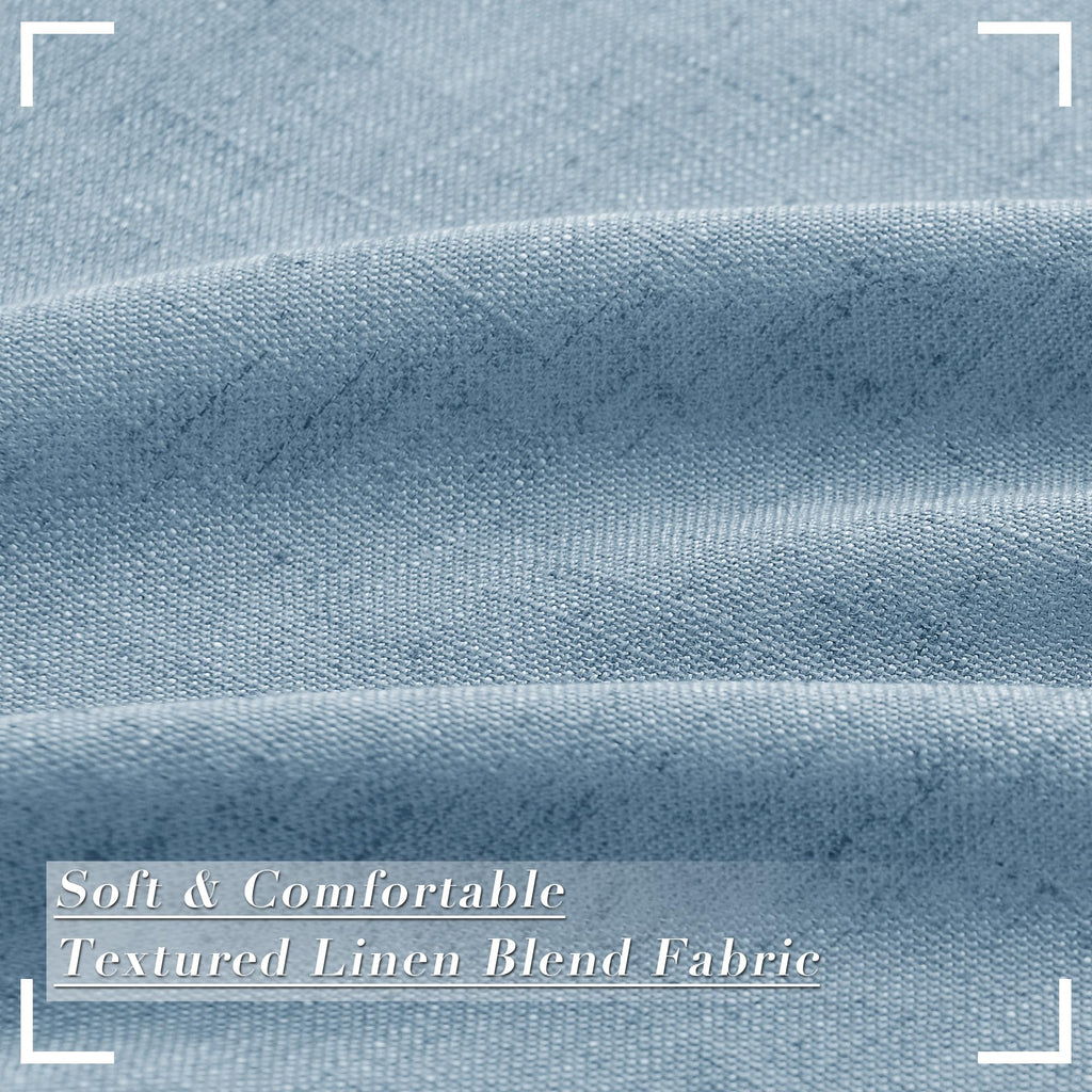 Joywell Linen Blend Pinch Pleated Curtains 90 Inch Long,Back Tab Clip Rings Semi Sheer Light Filtering Window Drapes Soft Lightweight With Hooks For Bedroom Living Room,W50 X L90,Blue,2 Panels Set
