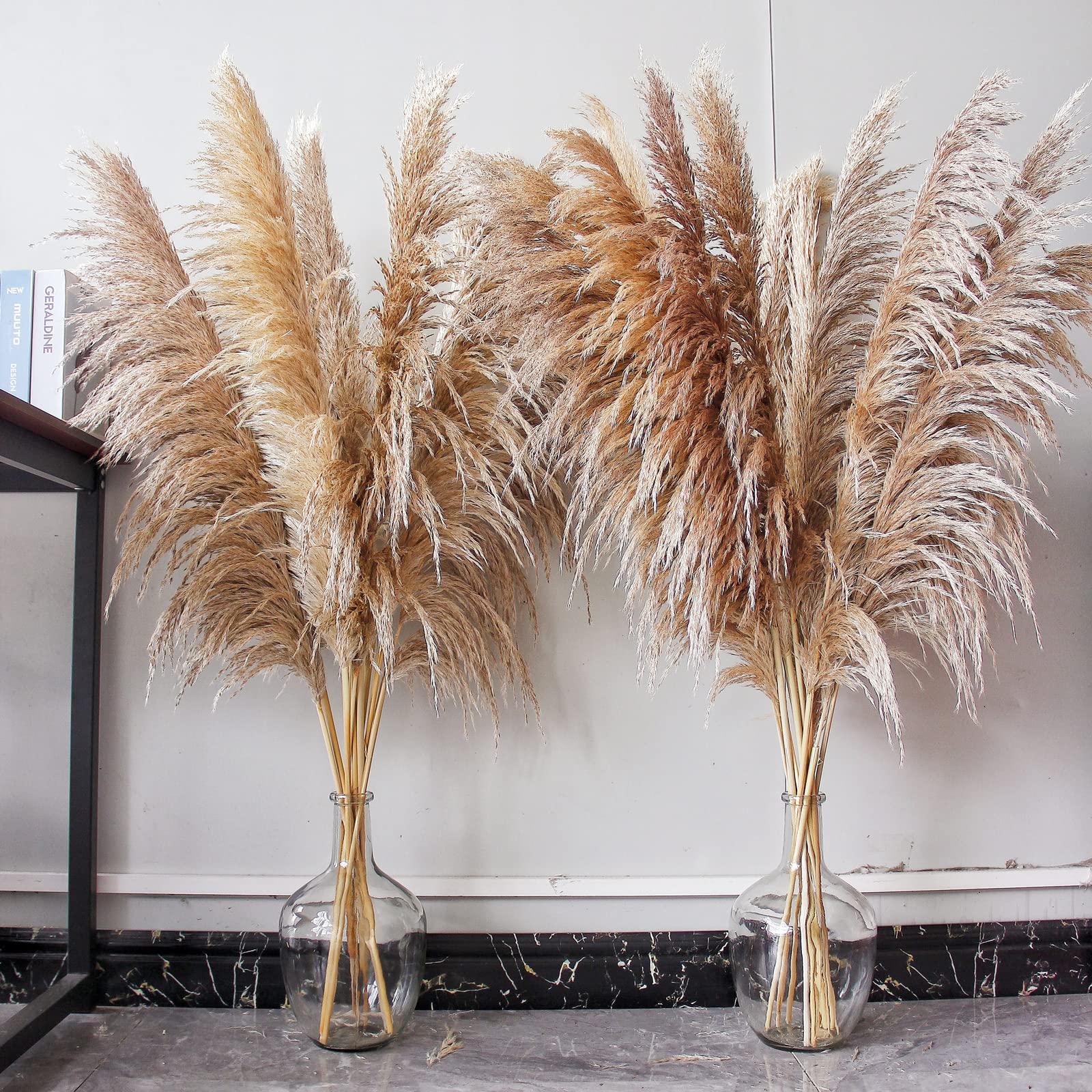 46'' inch 10 Stems Natural Pampas Grass Decor Tall, Pompas Grass, Tall Pampas Grass for Weddingm, Farmhouse, Boho Home Decor (Br