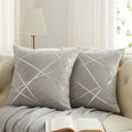 Gigizaza Decorative Grey Throw Pillow Covers 18 X 18,Sofa Thick Silver Stripe Chenille Cushion Pillow Covers,Square Luxury Pillo