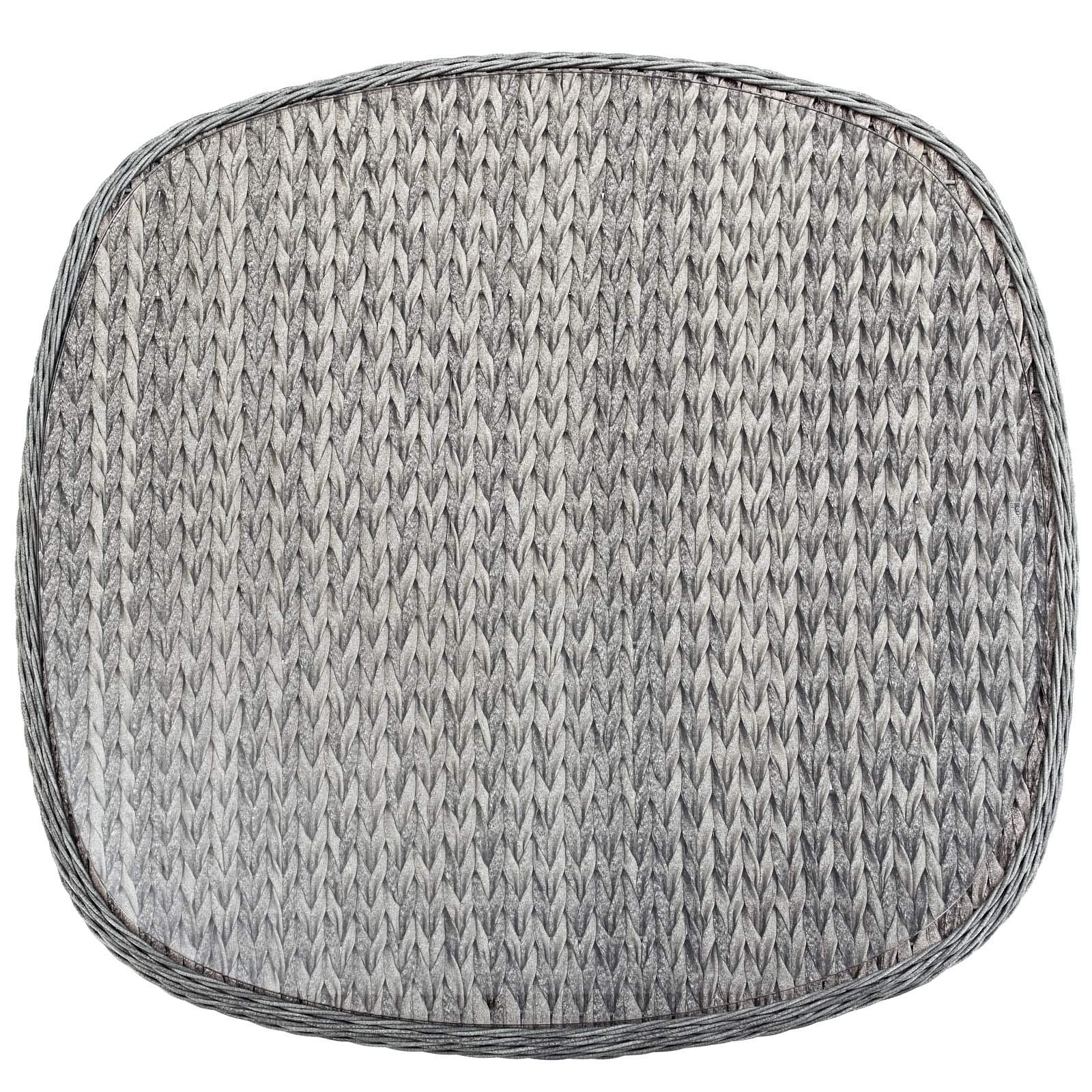 Modway Endeavor Wicker Rattan Aluminum Glass Outdoor Patio 36" Square Dining Table in Gray
