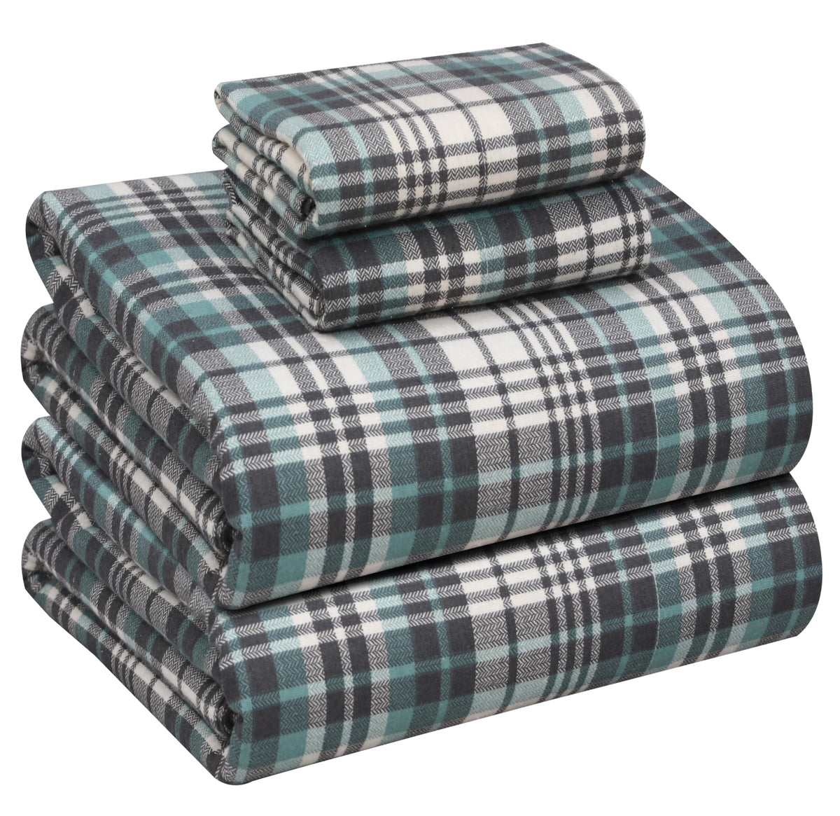 Ruvanti Flannel Sheets Full Size - 100% Cotton Double Brushed Bed Sheets Set, Deep Pockets 16 Inches, All Seasons Breathable & Extra Soft Full Sheets, Warm & Cozy, 4 Piece, Mint Grey