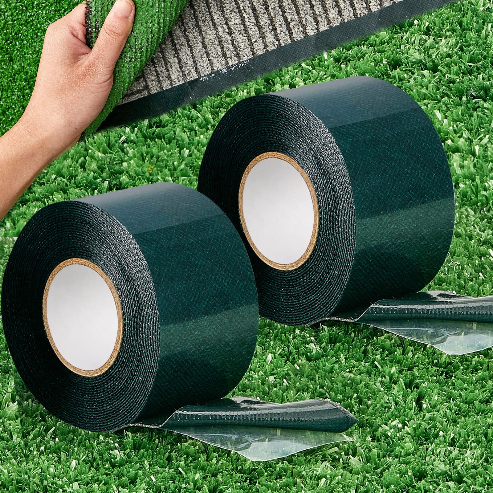 Gersoniel 2 Rolls 2 In X 16.5 Ft Double Sided Turf Tape For Artificial Grass Rug Self Adhesive Artificial Turf Tape For Lawn Gar