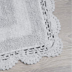 Laura Ashley Crochet Cotton 17X24/21X34 In. 2-Piece Bath Rug Set, Light Grey