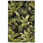 Liora Manne Marina Indoor/Outdoor Power Loomed Synthetic Blend Low Profile Area Rug - Transitional Graphic Botanical Beach Camping (Jungle Leaves Black) (3'3' X 4'11')