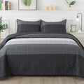 Andency Black White Striped Oversized King Quilt Set, 3 Pieces (1 Quilt And 2 Pillowcases) Patchwork Bedspread Coverlet Set, Soft Lightweight Quilted Bedding Set(128X120Inch