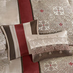 Madison Park Comforter Faux Silk-Traditional Luxurious Jacquard Design All Season Set, Matching Bed Skirt, Decorative Pillows, King(104'X92'), Red 7 Piece