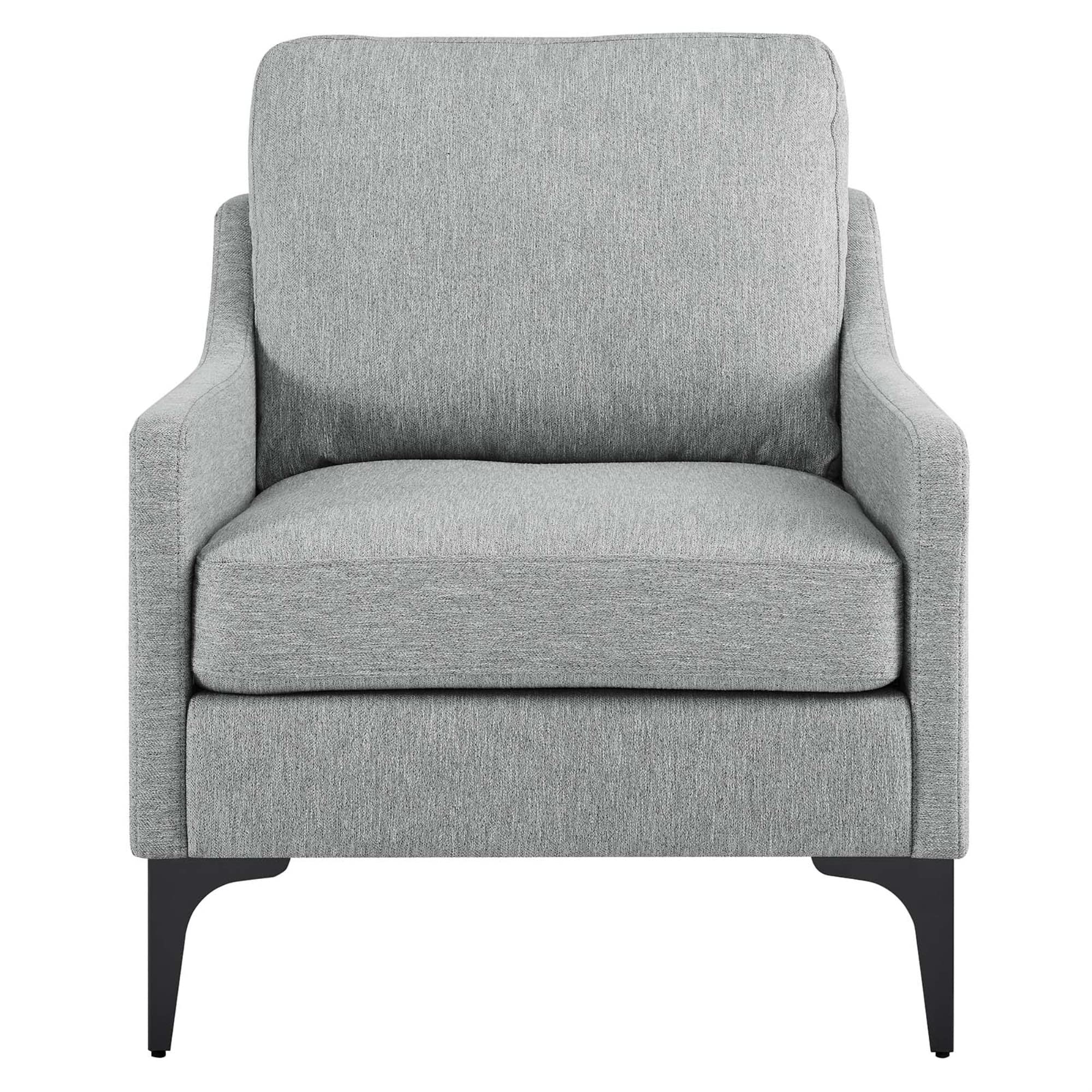 Modway Corland Upholstered Fabric And Metal Armchair In Light Gray