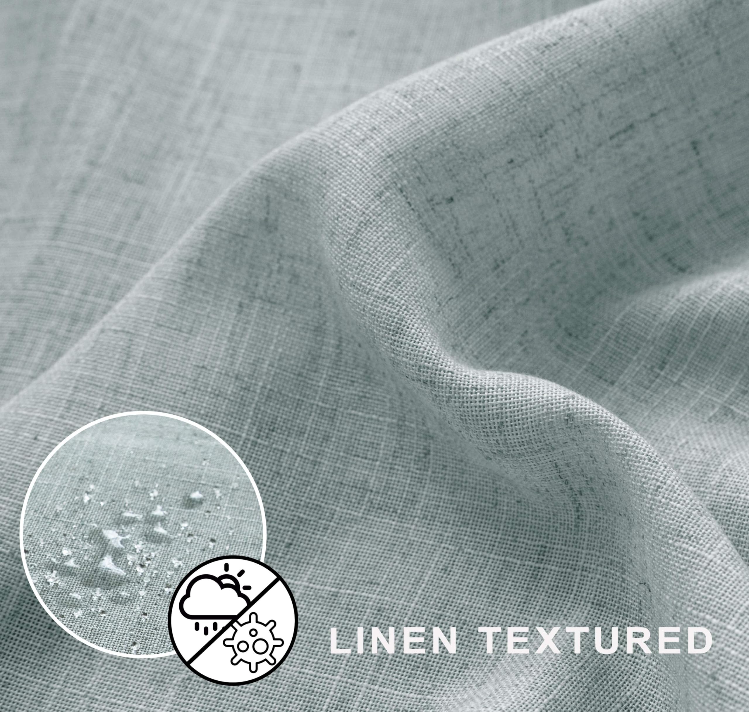 Koufall Sea Green Waterproof Linen Fabric Shower Curtain 72X96 Inch Length