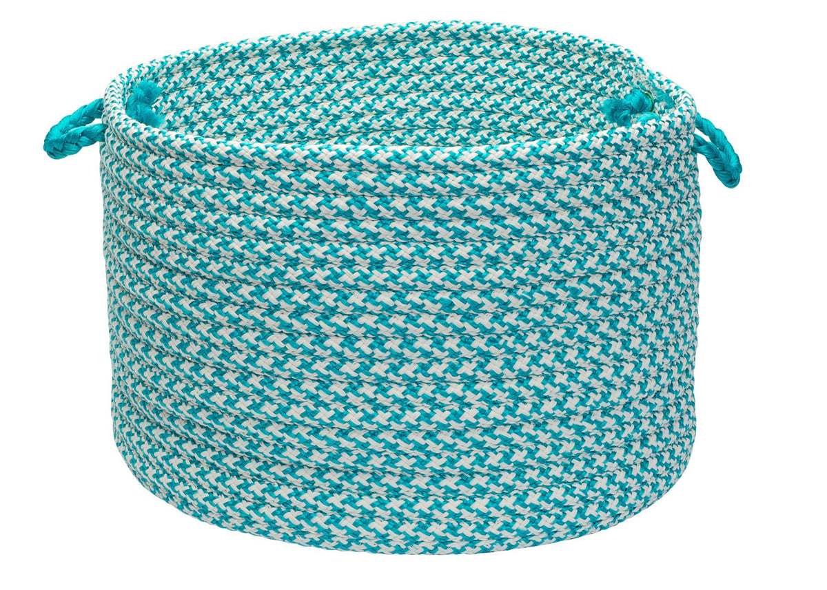 Colonial Mills Indoor/Outdoor Houndstooth Storage Basket, Turquoise