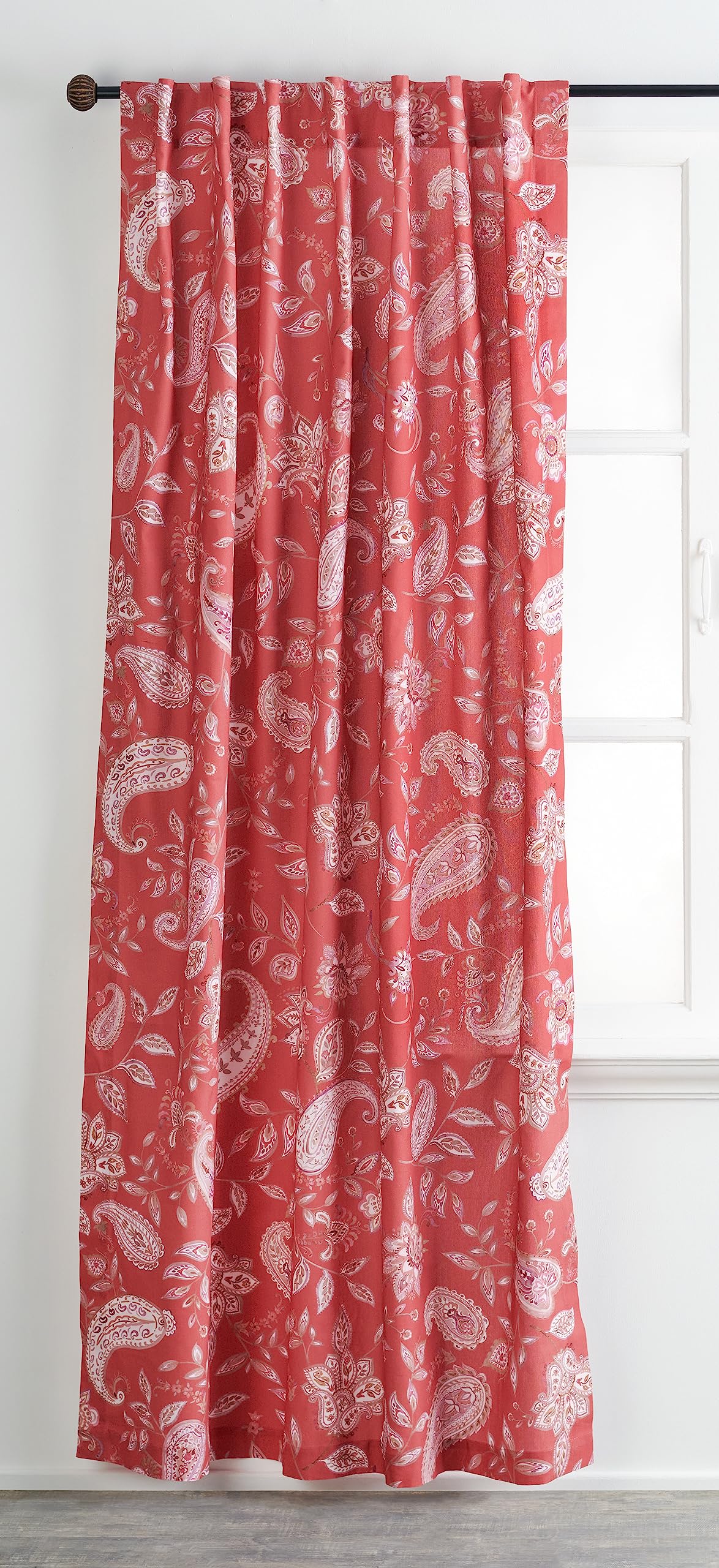 Maison D' Hermine 100% Cotton Curtain Ramage Red One Panel Curtains For Living Rooms Bedrooms Offices Tailored With A Rod Pocket