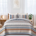 Wongs Bedding Boho Quilt Set Full Size, Yellow Bohemian 3 Pieces Fall Quilt Sets, Blue Lightweight Summer Bedspread Coverlet Bed
