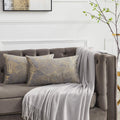 Gigizaza Decorative Throw Lumbar Pillow Covers, 12X20 Gold Grey Leaves Pillow Covers,Fall Cushion Covers For Sofa, Pack Of 2