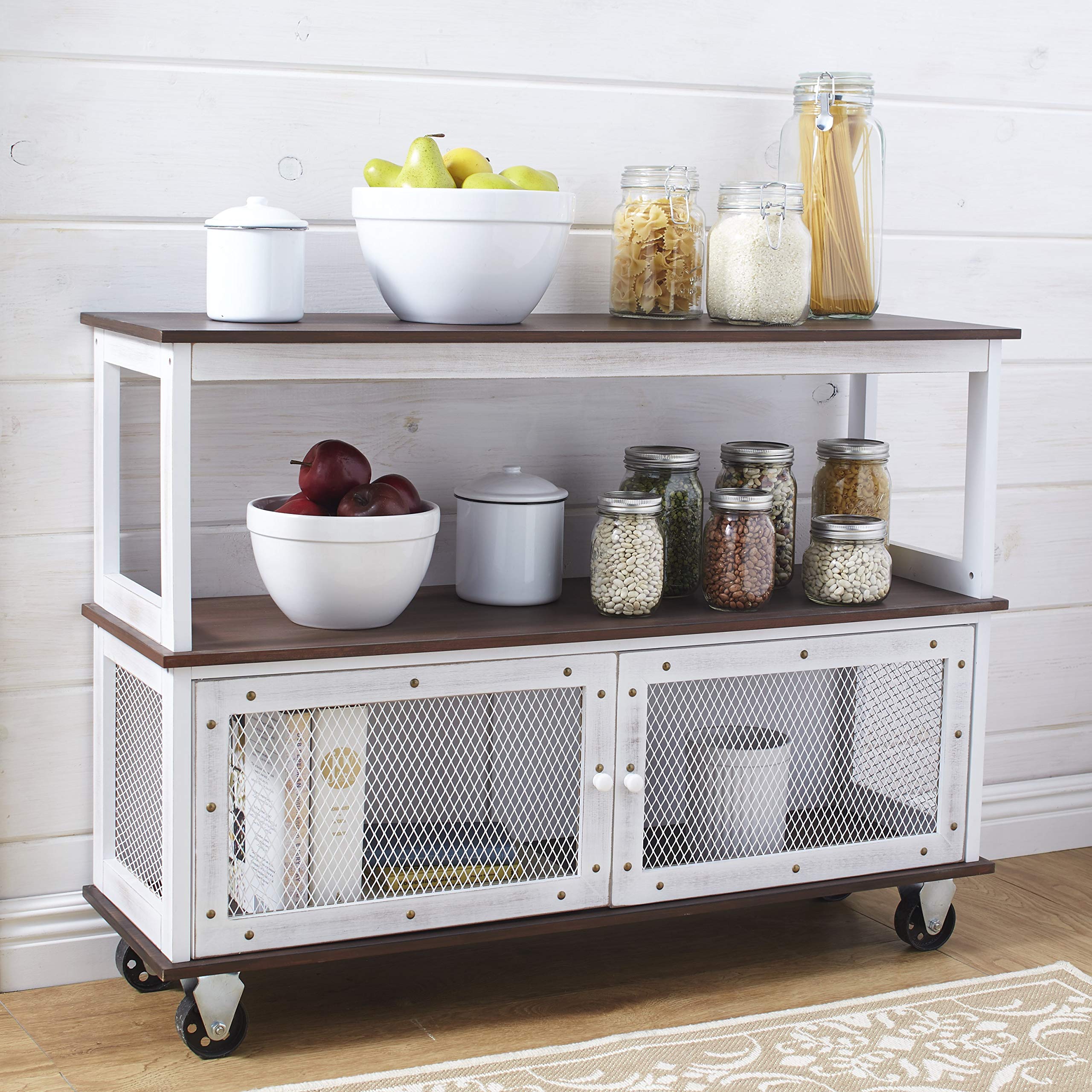 IndustrialStyle Rolling Buffet Carts  White