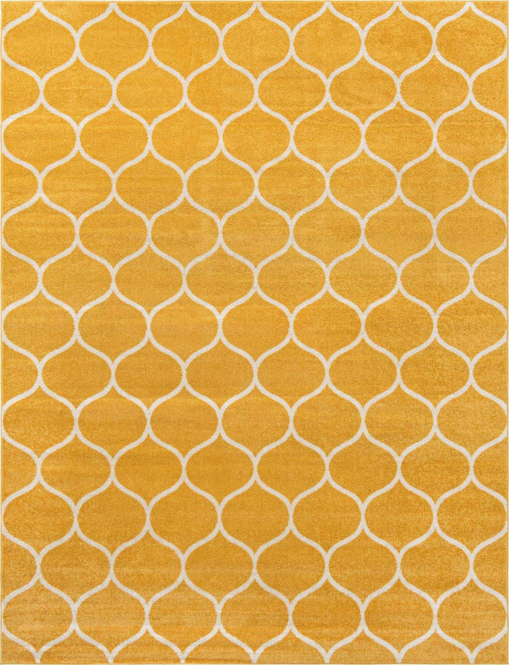 Unique Loom Trellis Frieze Collection Area Rug - Rounded (10' x 13', Yellow/ Ivory)