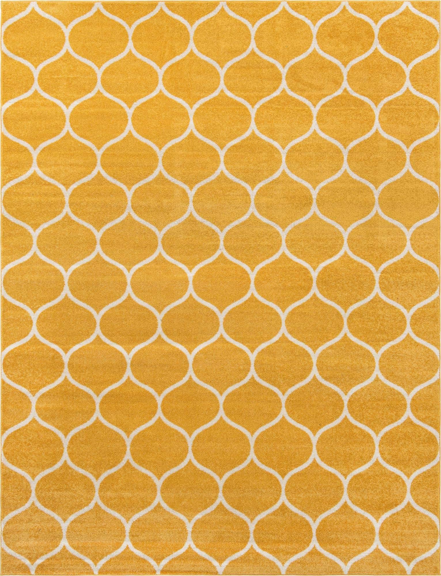 Unique Loom Trellis Frieze Collection Area Rug - Rounded (10' x 13', Yellow/ Ivory)