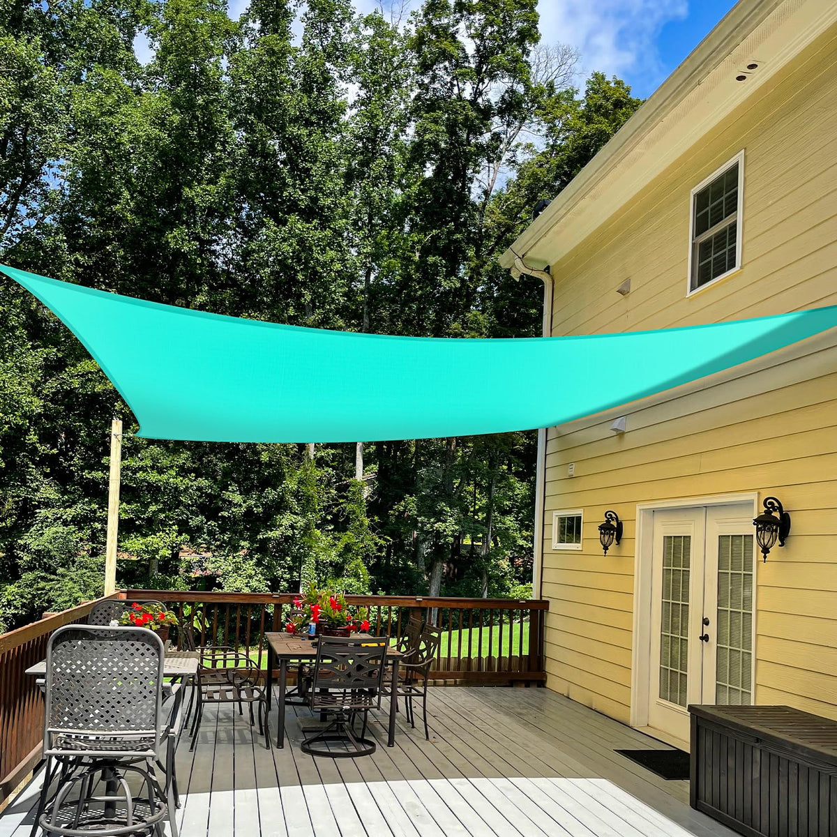 Tang Sunshades Depot 9' X 11' Solid Turquoise Green Sun Shade Sail, Rectangle Permeable Canopy Customsize Available Commercial S