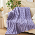 Newcosplay Super Soft Throw Blanket Lavender Premium Silky Flannel Fleece 3D Checkered Lightweight Bed Blanket All Season Use (L
