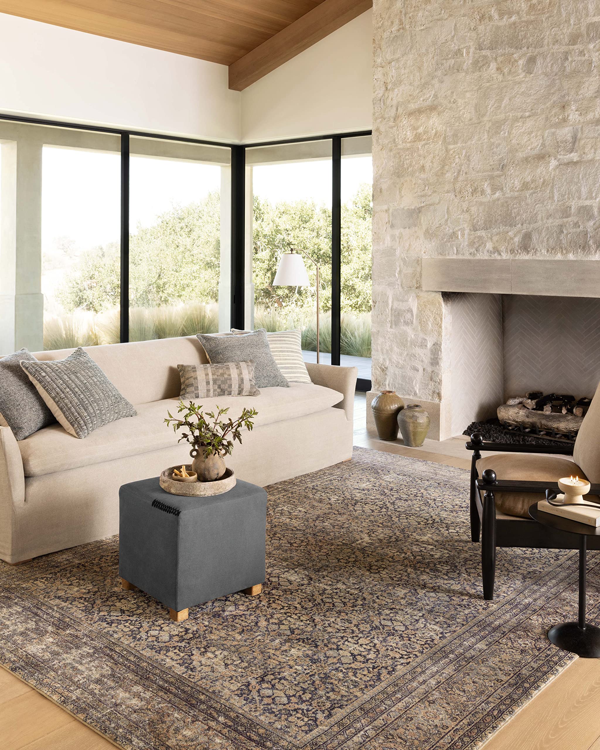 Loloi Amber Lewis Morgan 7-3 x 9-3 Area Rug in Denim/Multi - Large Area Rug, Neutral Area Rug for Room D  cor, Vintage Rug Ins