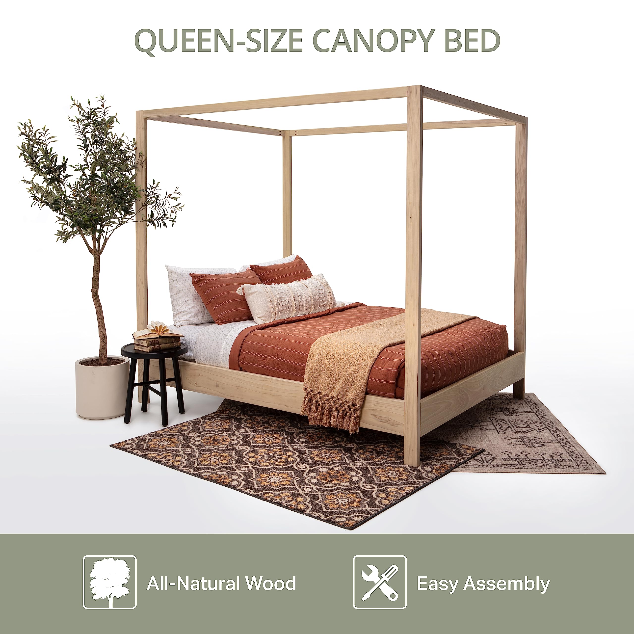 American Furniture Classics Model Queen Canopy Queen Size Canopy Bed with Raised Platform