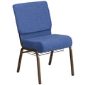 4 Pk. 21 Wide Beige Fabric Church Chair, Book Rack - Copper Vein Frame