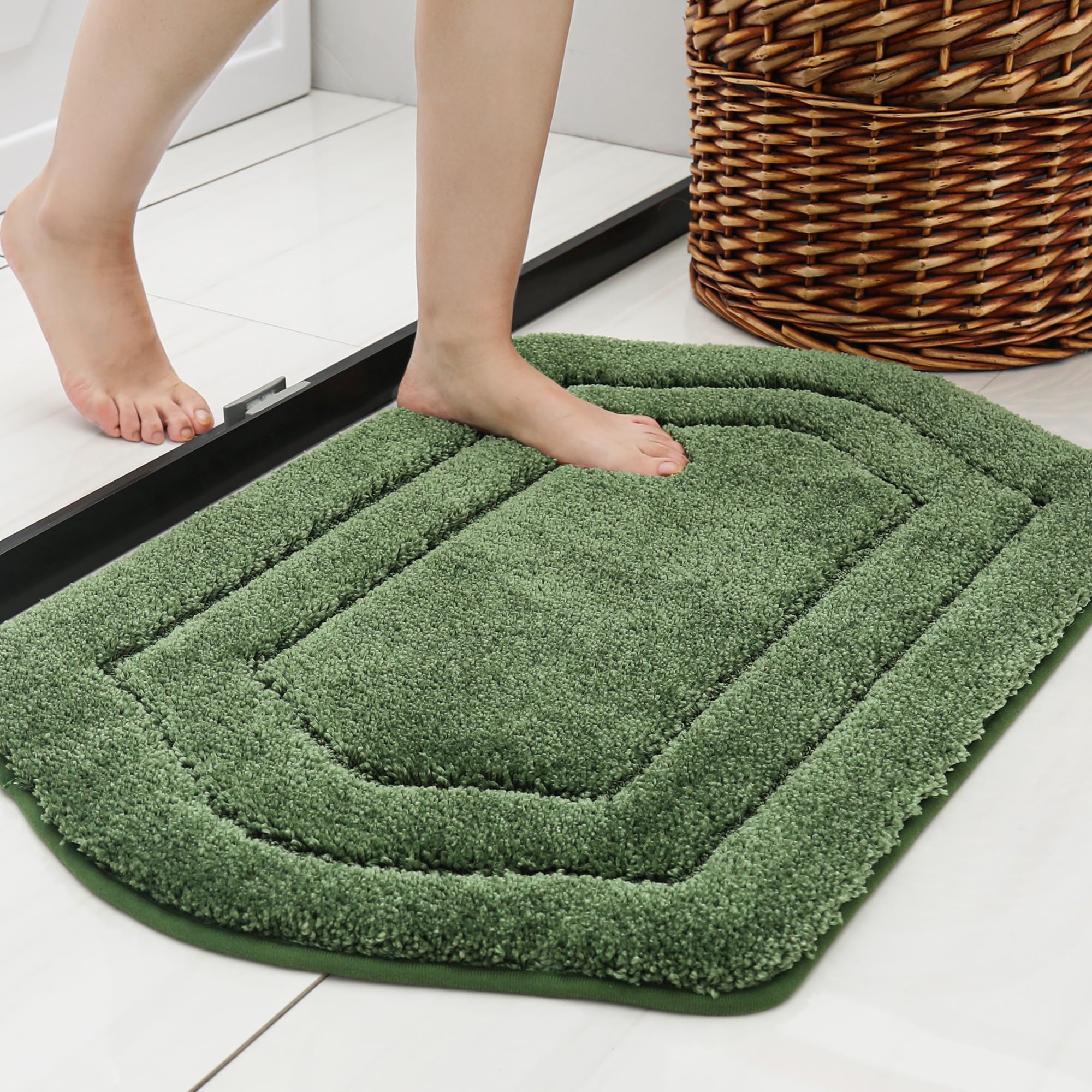 COSY HOMEER Extra Thick Bath Rugs for Bathroom - Anti-Slip Bath Linen Set Mats Soft Plush Yarn Shaggy 100% Strong Polyester Livi