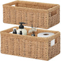 Vagusicc Wicker Storage Basket, Set of 2 HandWoven Paper Rope Wicker Baskets for Organizing Decor Storage Bins for Counter Shel