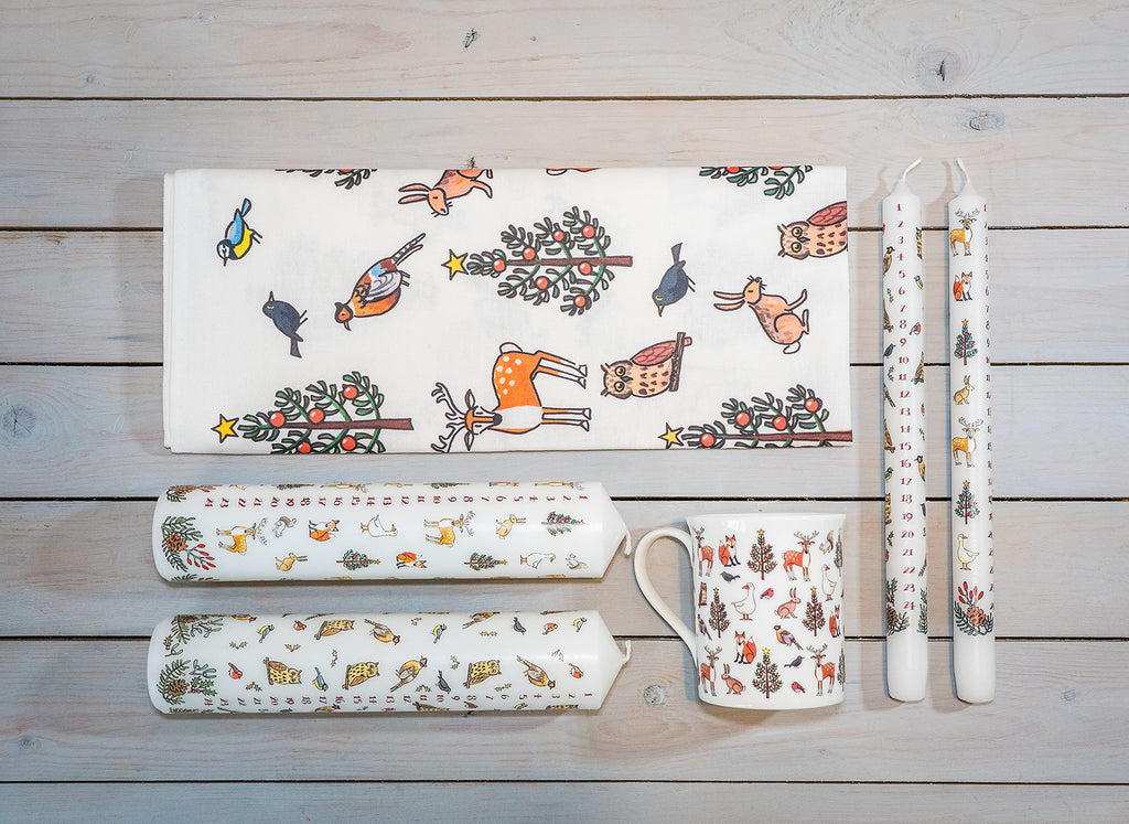 Alison Gardiner Christmas Advent Calendar Wax Dinner Candle 'Winter Wildlife' 12 Hours Burn Time Made In England