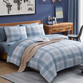 Amberspace Light Blue Twin Bed Set, Plaid Twin Xl Comforter Set For Boys & Girls,Classic Homestead-Style Twin Comforter Set With