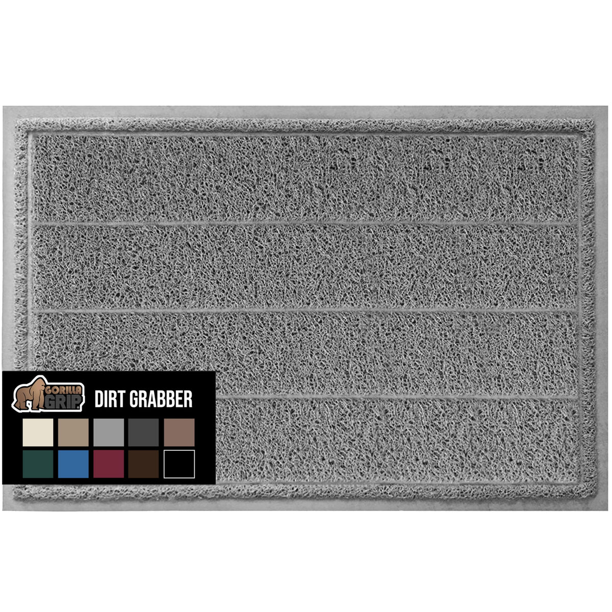 Gorilla Grip Dirt Grabber Mesh Door Mat, Low-Profile, Stain And Fade Resistant Heavy Duty Quick Dry Striped Doormat, Mats For Indoor Or Outdoor Entry, Shoe Scraper, Garage Entrance Mat, 35X23, Gray