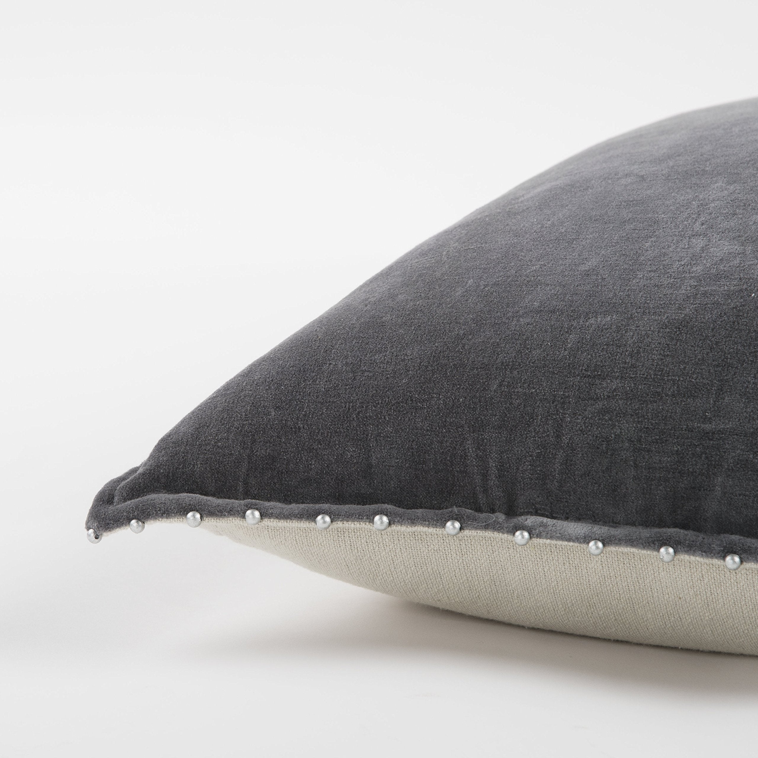 Rizzy Home | T13197 | 22&quot;x22&quot; Gray/Black/Neutral Solid Decorative Pillow | Poly Fill