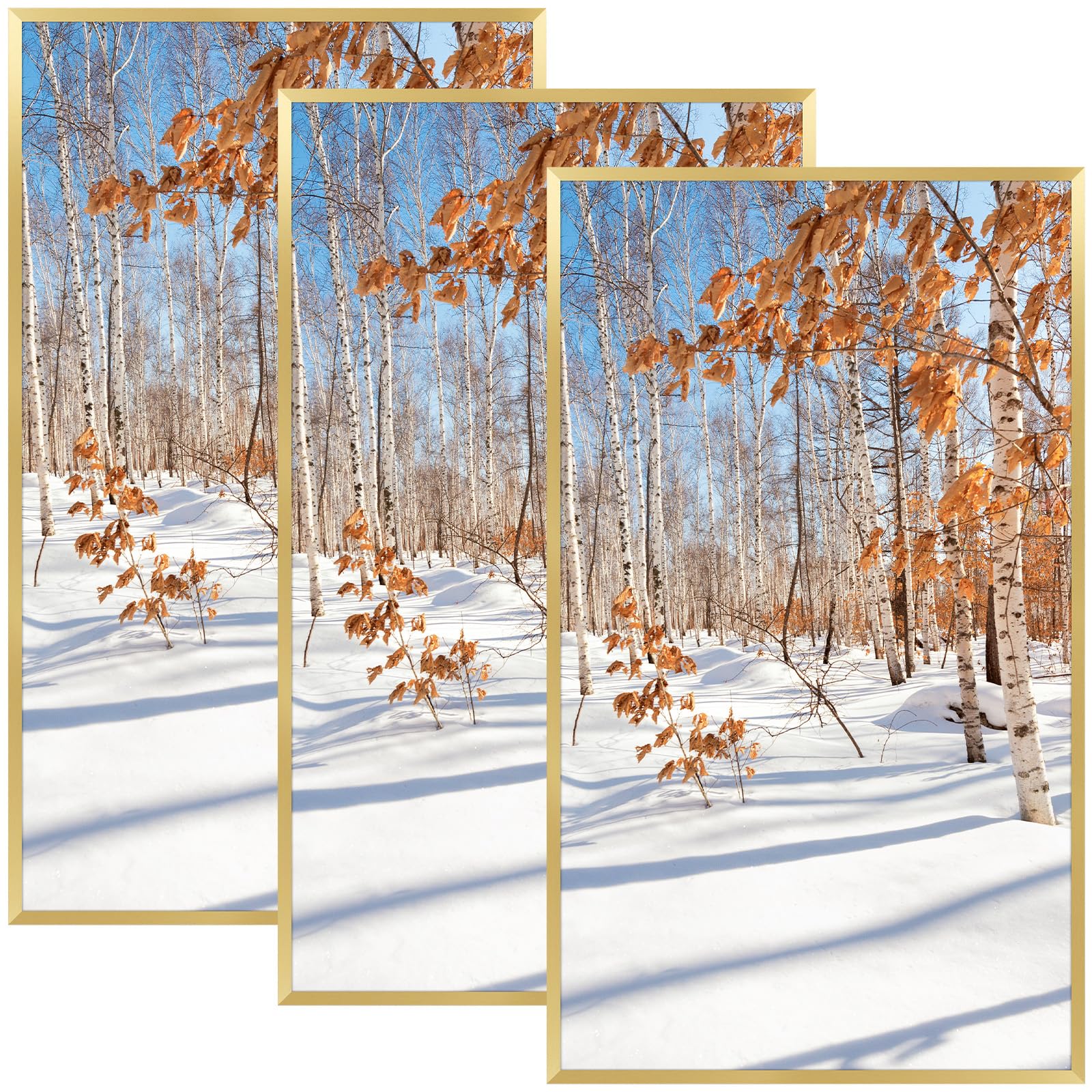 Golden State Art, 14X24 Aluminum Gold Picture Frame with Acrylic Front, Swivel Tabs, Sawtooth Hangers, Spring Clips, Metal Wall 