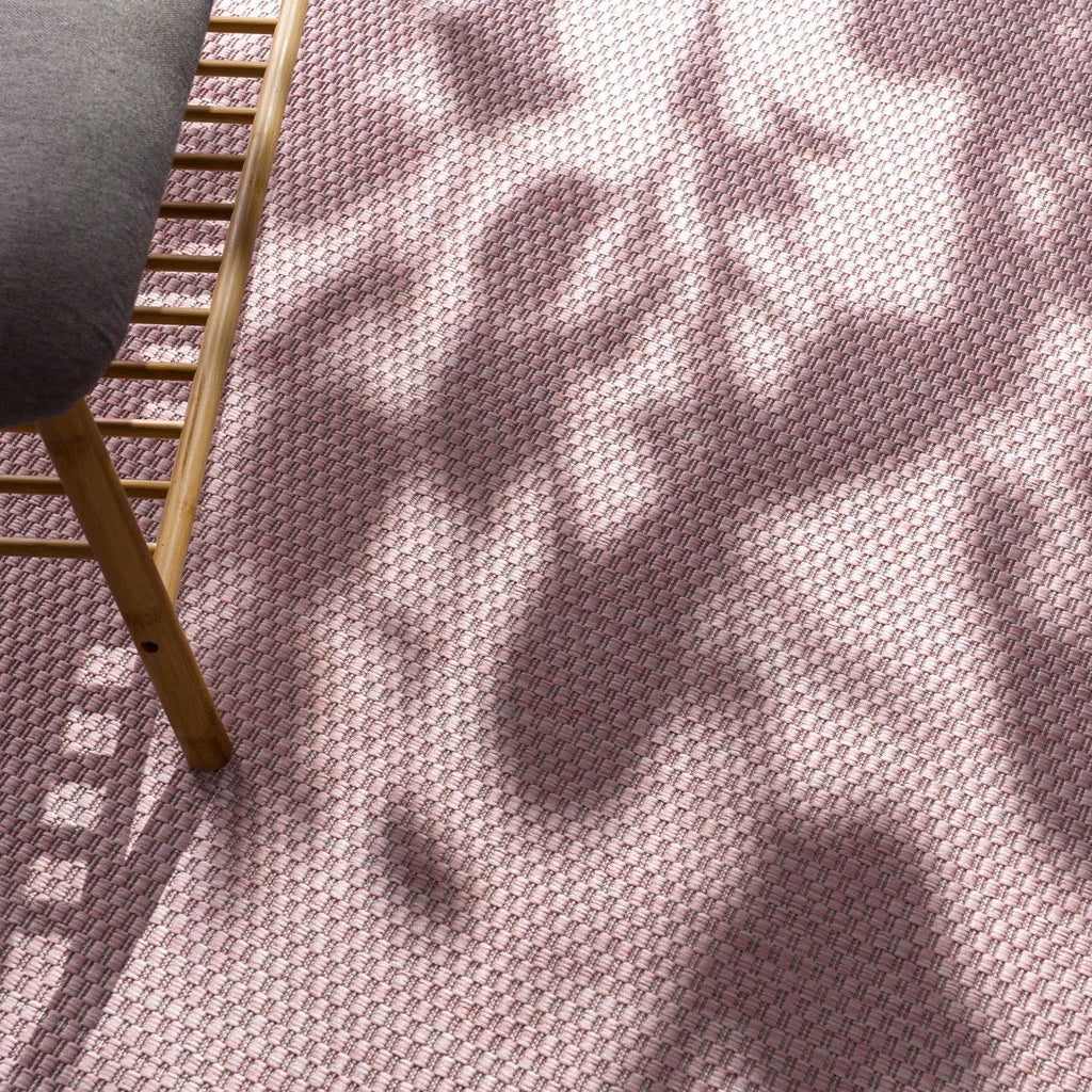 Solid Outdoor Rug For Patio Or Balcony Waterproof In Mottled Pink, Size: 5'3' X 7'3'