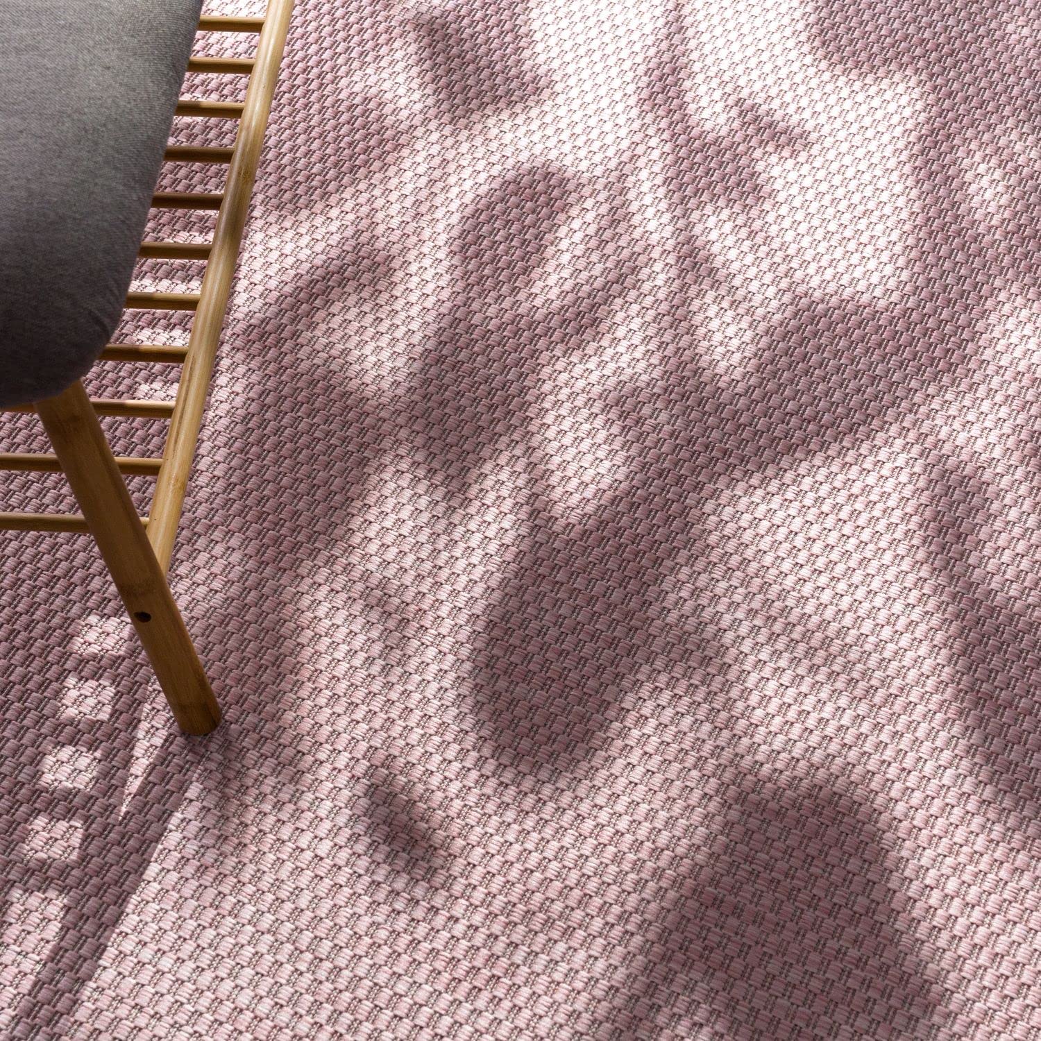 Solid Outdoor Rug For Patio Or Balcony Waterproof In Mottled Pink, Size: 5'3' X 7'3'
