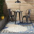 Nourison Aloha Indoor/Outdoor Blue/Multicolor 3'6' X 5'6' Area Rug, Tropical, Botanical, Easy Cleaning, Non Shedding, Bed Room