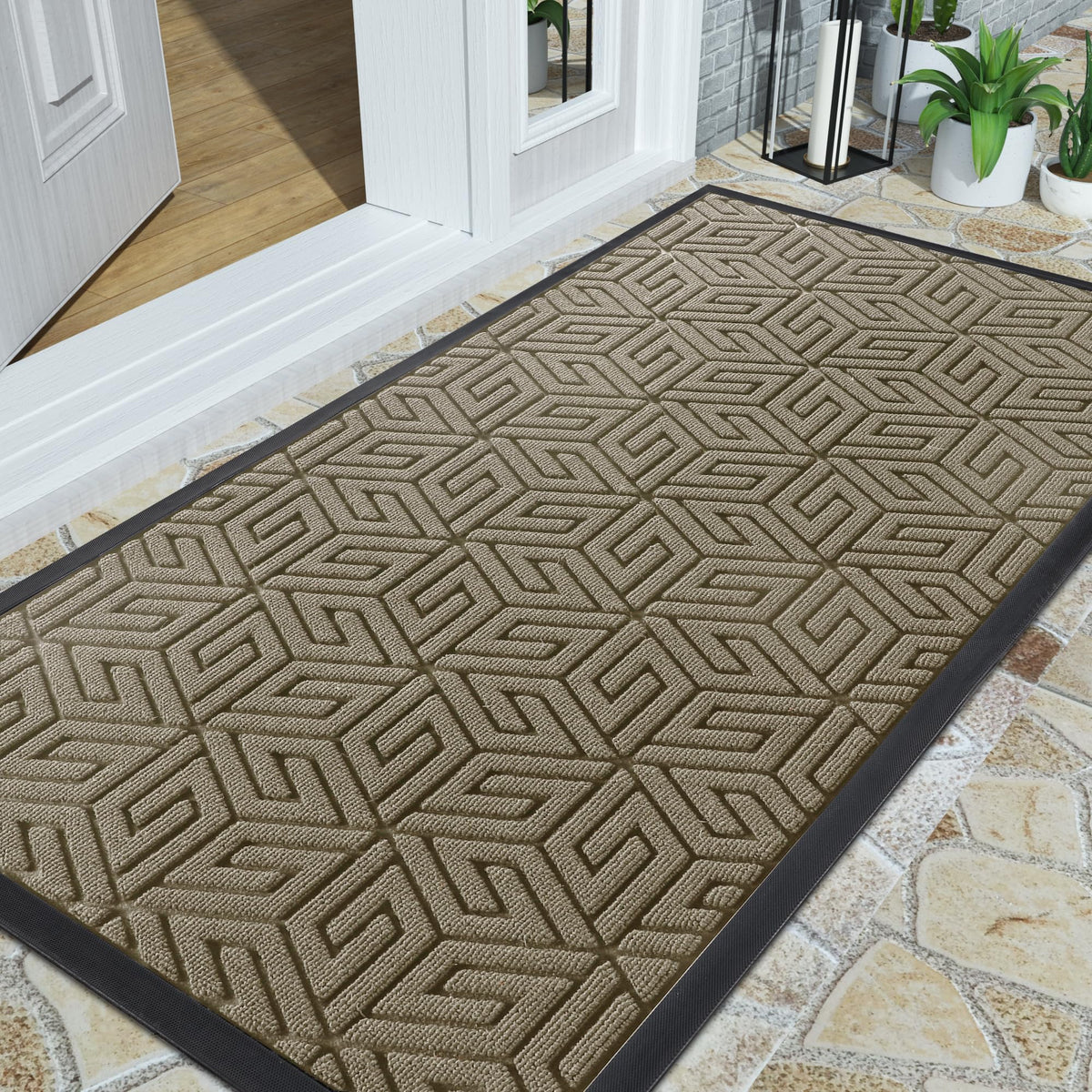Yimobra Sturdy Front Door Mat, 47X24 Inch, Heavy Duty Welcome Outdoor Indoor Doormat Entrance Floor Matt, Non Slip Rubber Backin