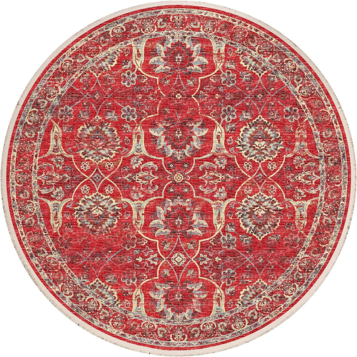 Marbella Mb5 Red Traditional Rug Round 4' X 4'
