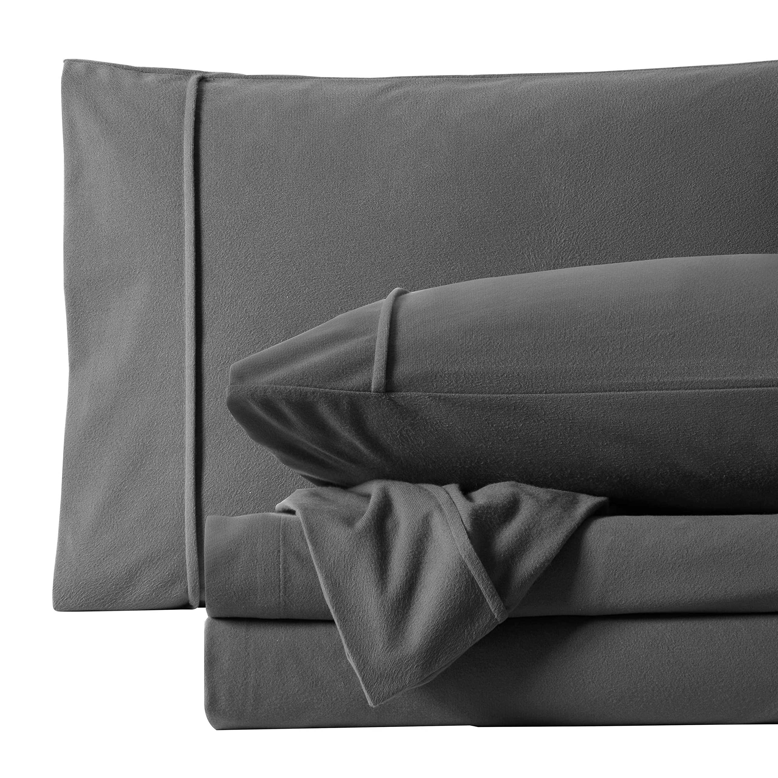 Flannel Sheets Warm And Cozy Deep Pocket Breathable All Season Bedding Set With Fitted, Flat And Pillowcases, Queen, Gray
