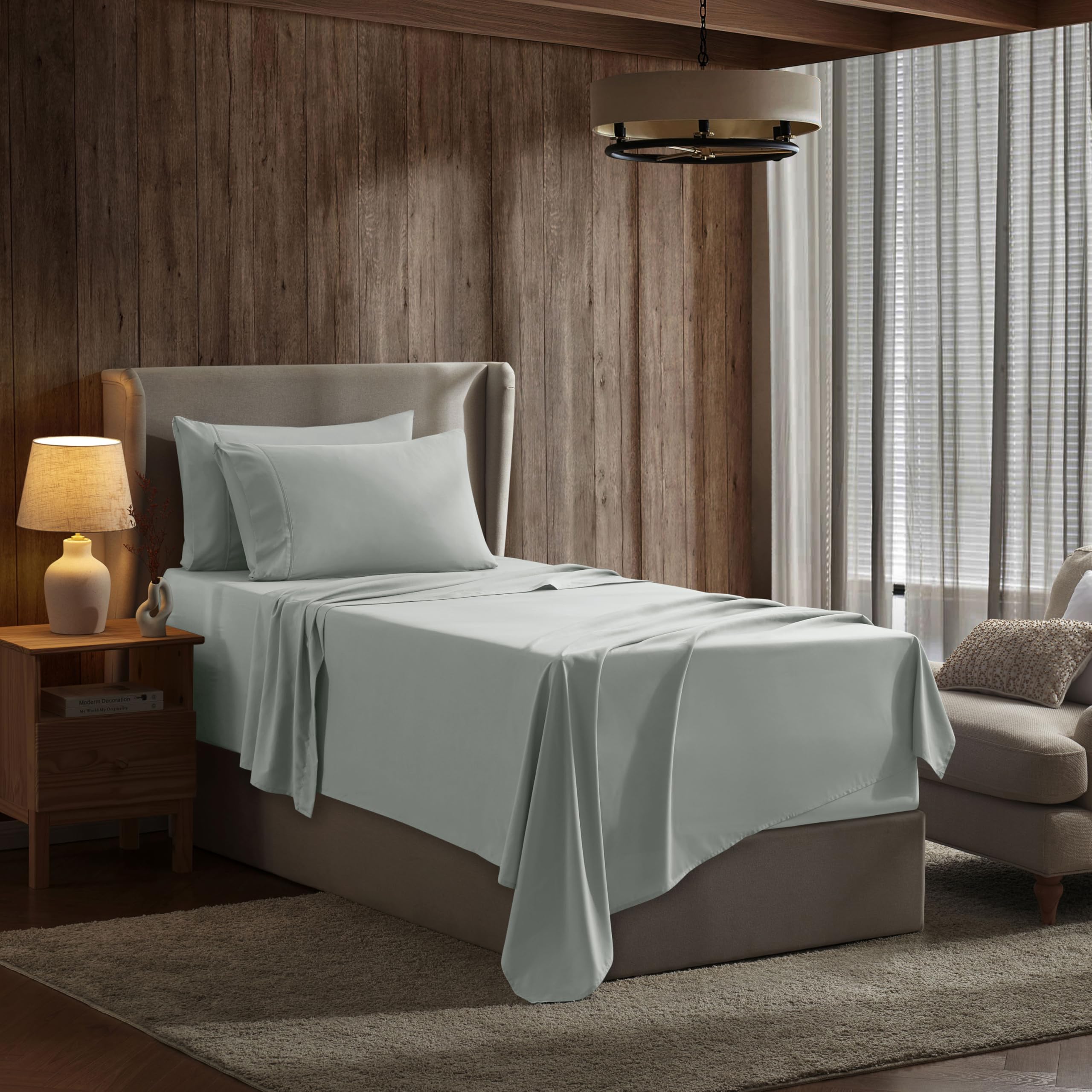 Nestl Twin Sheets Set- 3 Piece Twin Bed Sheets, Deep Pocket, Hotel Luxury, Extra Soft, Breathable And Cooling, Sage Green Sheets