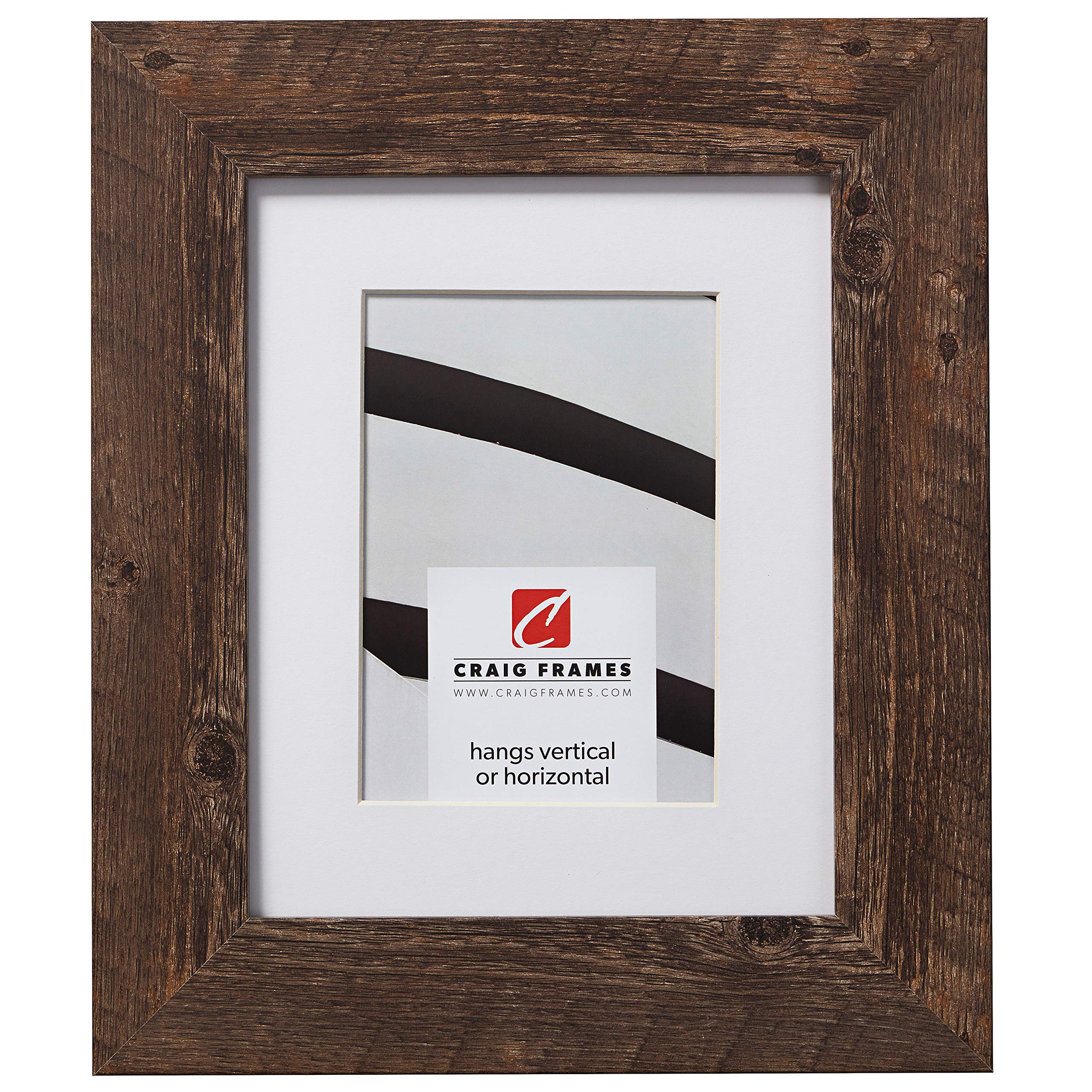 Craig Frames American Barn, 24 x 36 Inch Faux Barnwood Picture Frame Matted to Display a 20 x 30 Inch Photo, Brown