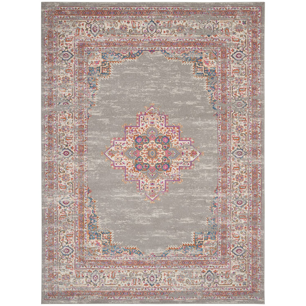 Nourison Passion Grey 9' X 12' Area Rug, Boho, Traditional, Easy Clean, Non Shedding, Bed Room, Living Room, Hallway (9X12)