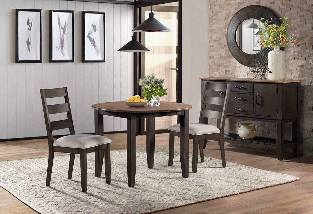 Carefree Home Furnishings Beacon 42" Wide Round Drop Leaf, Black & Walnut Dining Tables, Brown