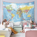 Large World Map Tapestry Wall Hanging Tapestry World Map For Kids Educational Tapestry With Country Flags World Map For Classroo