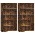 VASAGLE Set of 2 Bookshelves, 30 Inches Wide, 5-Tier Open Bookcases with Adjustable Storage Shelves, Floor Standing Units, Rusti